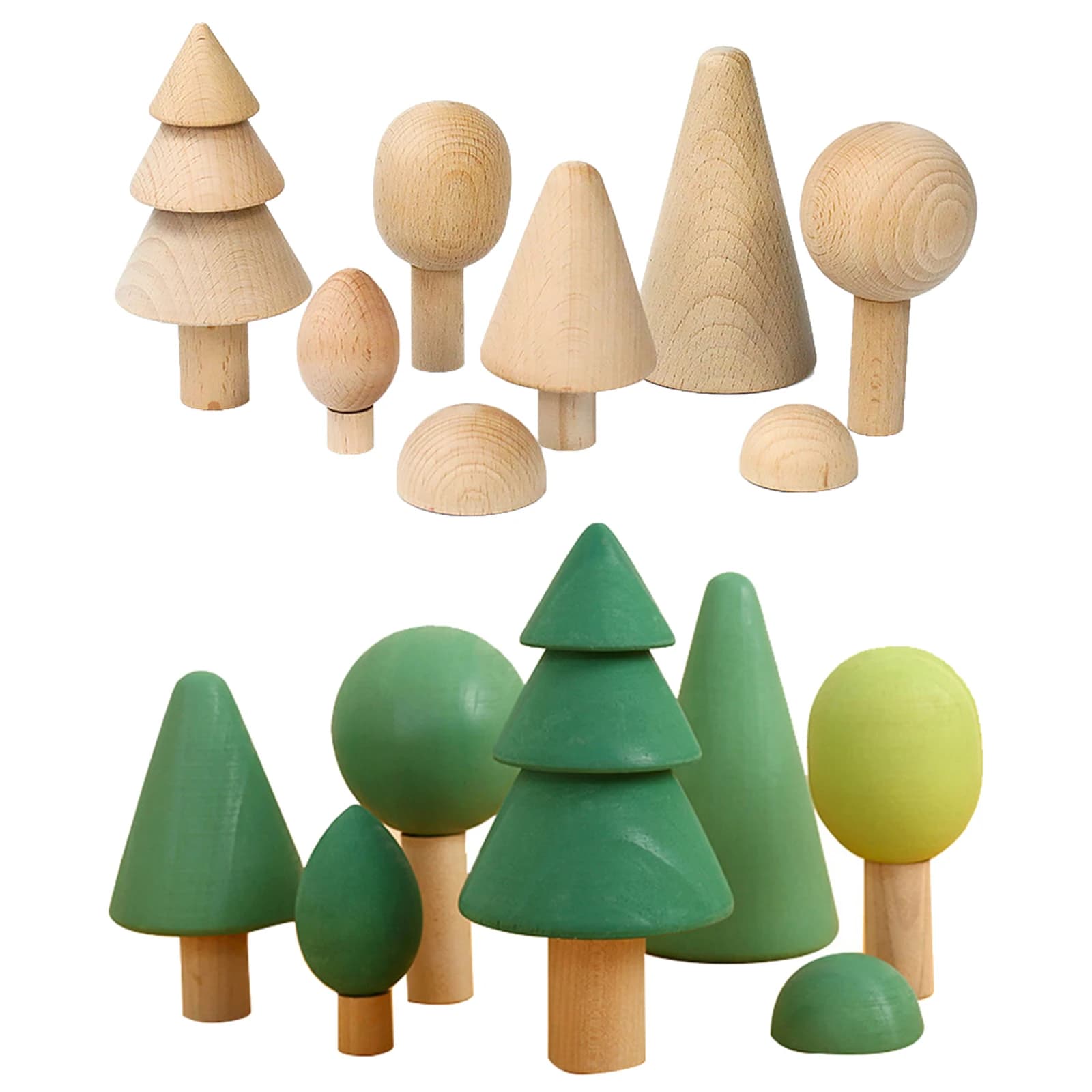 Blocchi di costruzione solidi impilabili set di giocattoli educativi in blocchi di legno per bambini piccoli, forme di albero