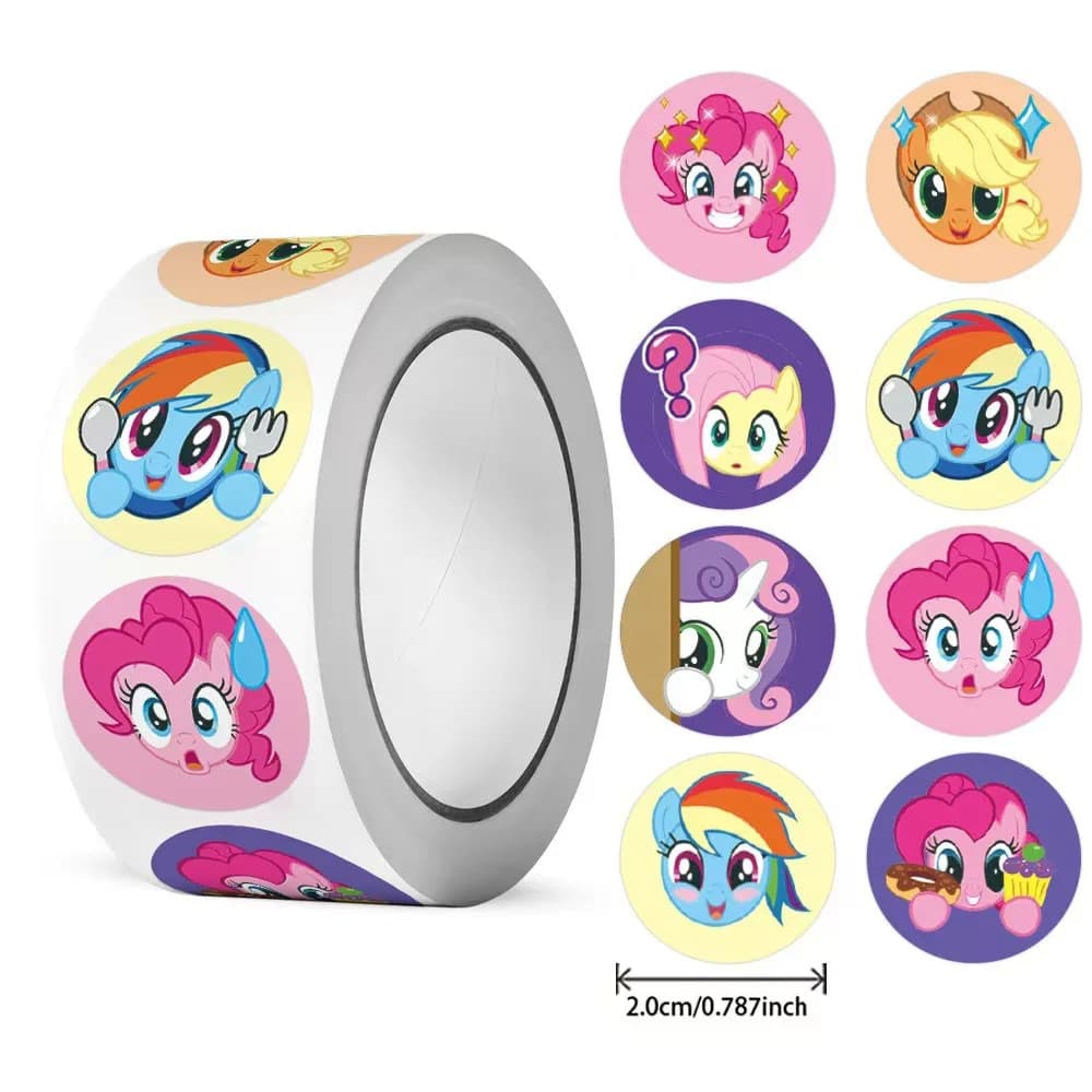 500Pcs My Little Pony Round Stickers Self Adhesive Sealing Tape Labels Gift Wrapping DIY Decor Stationery Stickers