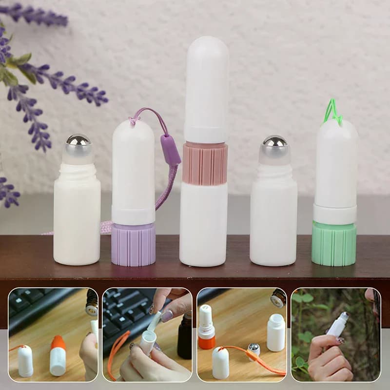 Inalatore Nasale 2 in 1 con Flacone per Oli Essenziali, Diffusore di Aromi, Tubi Vuoti per Aromaterapia con Cordino