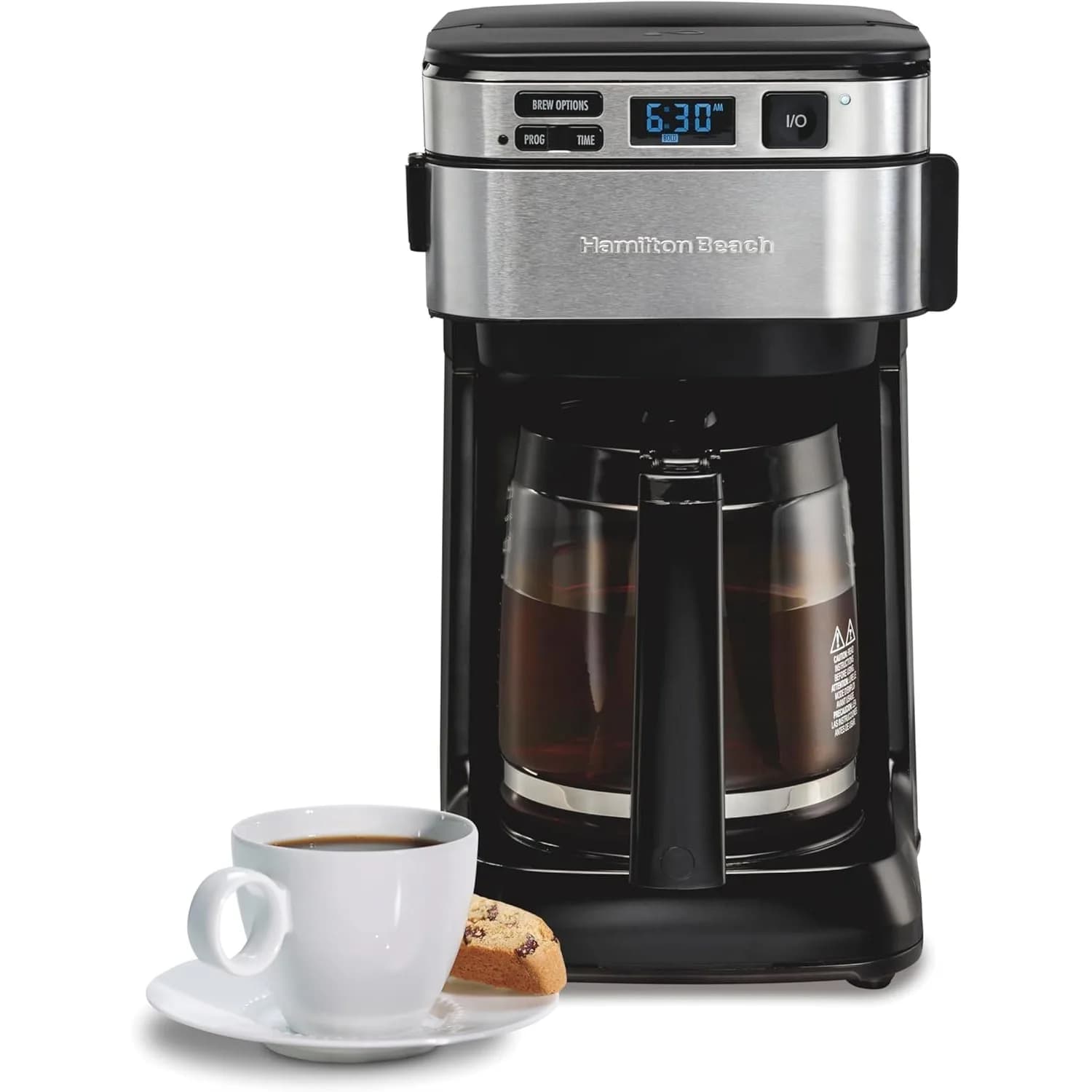 Macchina da Caffè Programmabile da 12 Tazze, con Caricamento Frontale e Funzione Auto-Pause & Pour, Facile da Riempire Sotto i Mobili