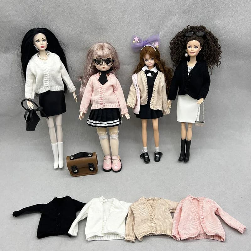 Semplice giacca casual in maglia a tinta unita per bambole FR Babi Supermodel 1/6, vestiti e accessori di moda per bambole da 30 cm.