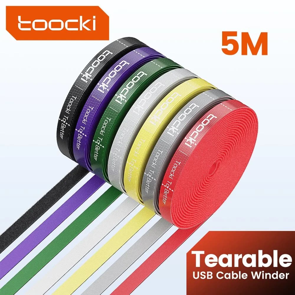 Toocki 5m Organizer gestione dei cavi strappabile Organizador cavi 10mm larghezza avvolgitore cravatte accessori per telefoni organizzatore di cavi