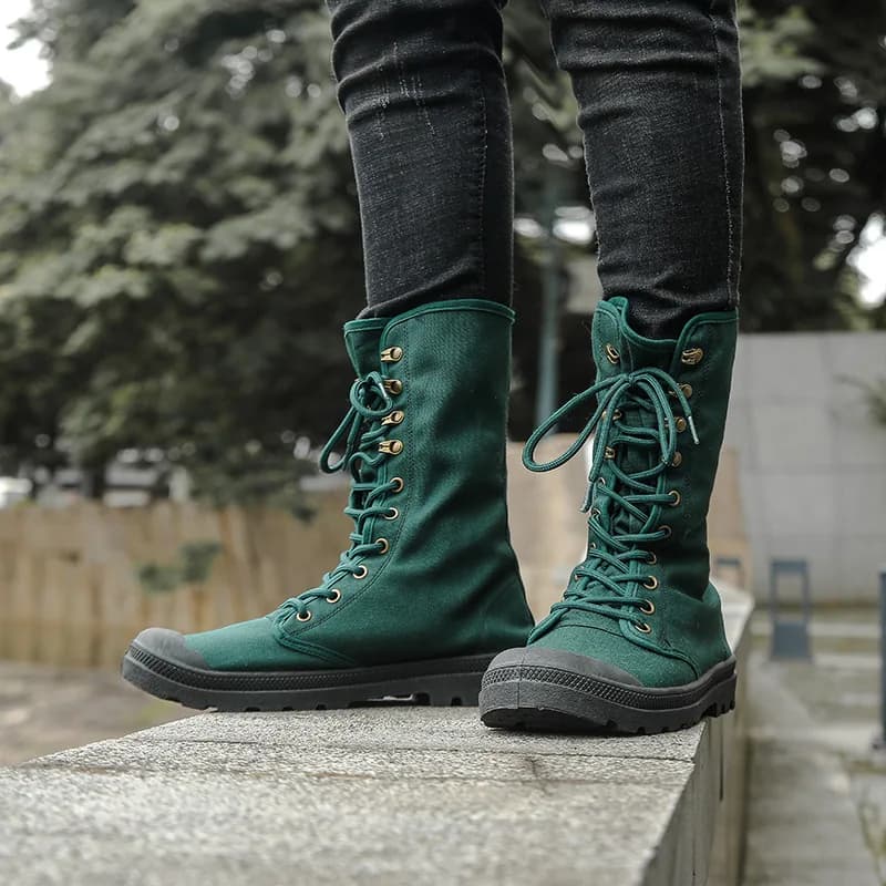Scarpe da Trekking per Uomo, Sneakers in Tela con Tomaia Alta, Stivali Tattici da Combattimento, Scarpe Sportive Antiscivolo per Arrampicata