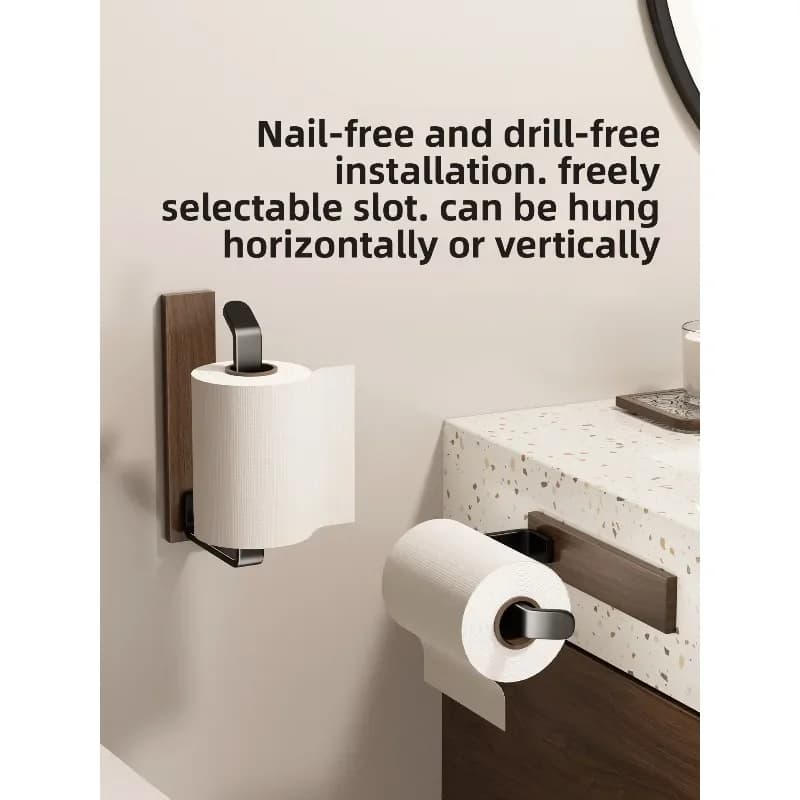 Wall-Mounted Vintage Style Toilet Paper Holder, No Drilling Required, Bathroom Tissue Storage Rack for Home Use