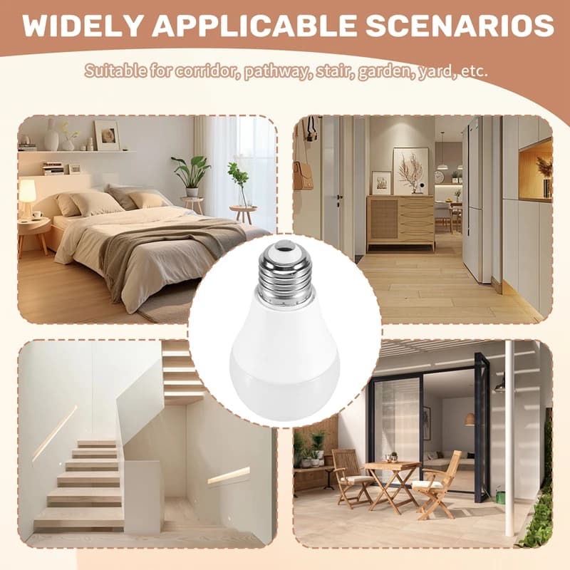 85-265V E27 Lampada con sensore di movimento PIR Lampadina da 12 W con sensore di movimento Rilevatore di movimento a infrarossi Luce di sicurezza Luce calda-A73M