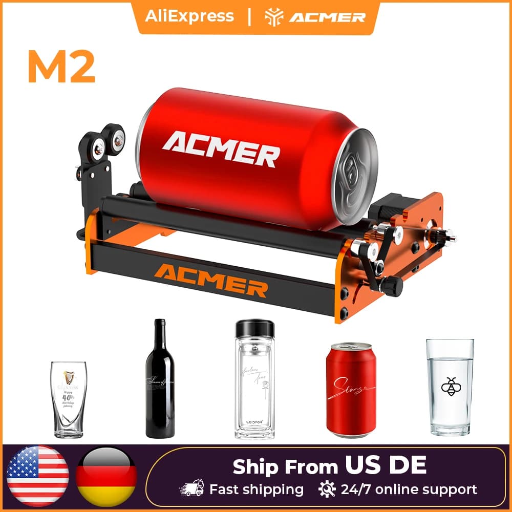 ACMER M2 Rullo rotante laser Incisore laser Rullo rotante asse Y per macchine da taglio laser Incisione di lattine di oggetti cilindrici