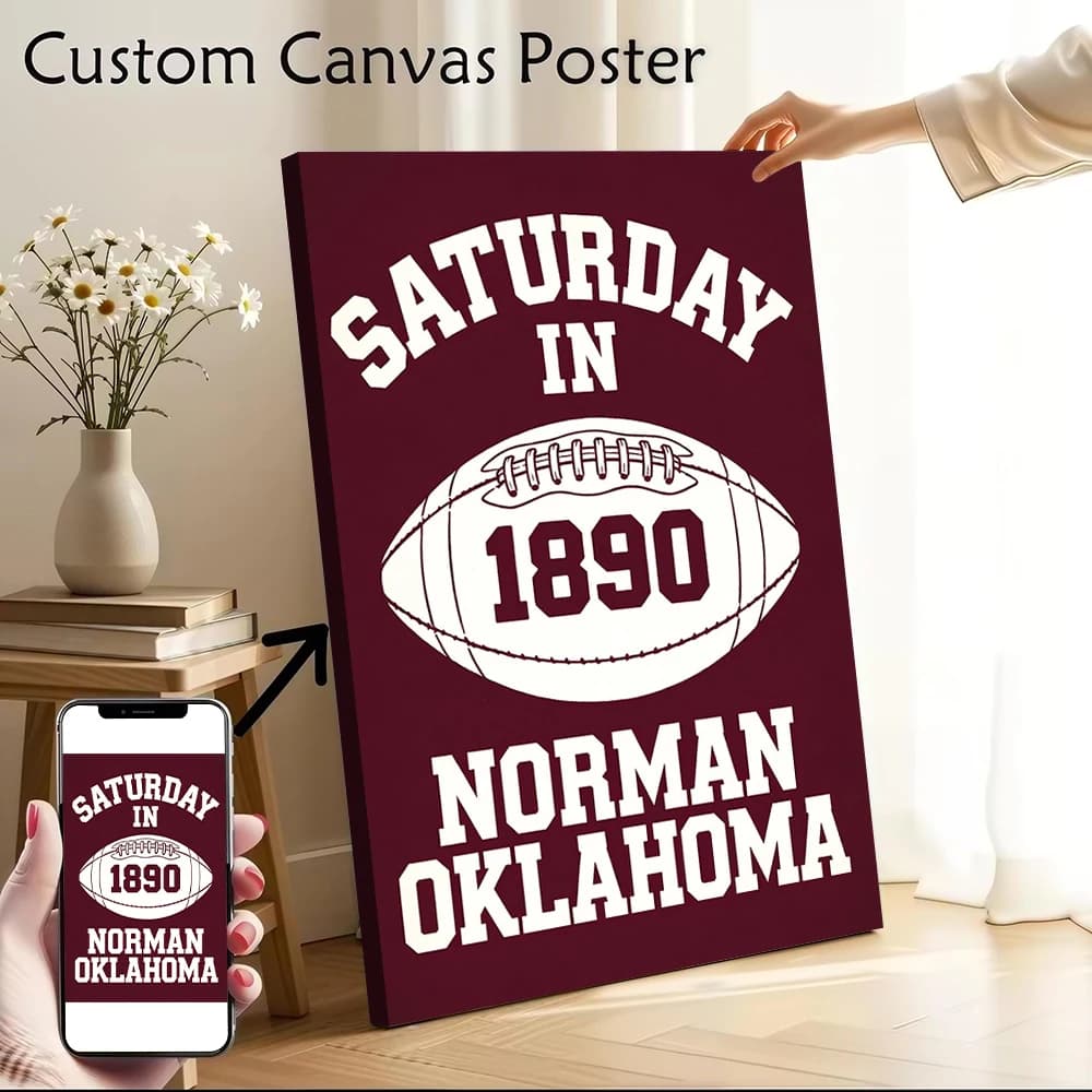 Poster su Tela Stampato del Football Americano del 1890 a Norman, Oklahoma, Quadri Personalizzati per Decorazione Murale di Lusso