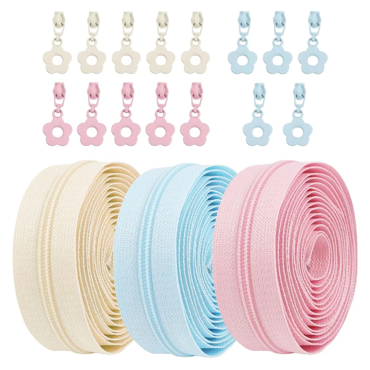 Kit di riparazione per cerniere con cerniera in nylon da 2 m con 5 teste di cerniere per accessori per indumenti fai-da-te Tasca per giacca Cerniera di ricambio per cucito artigianale