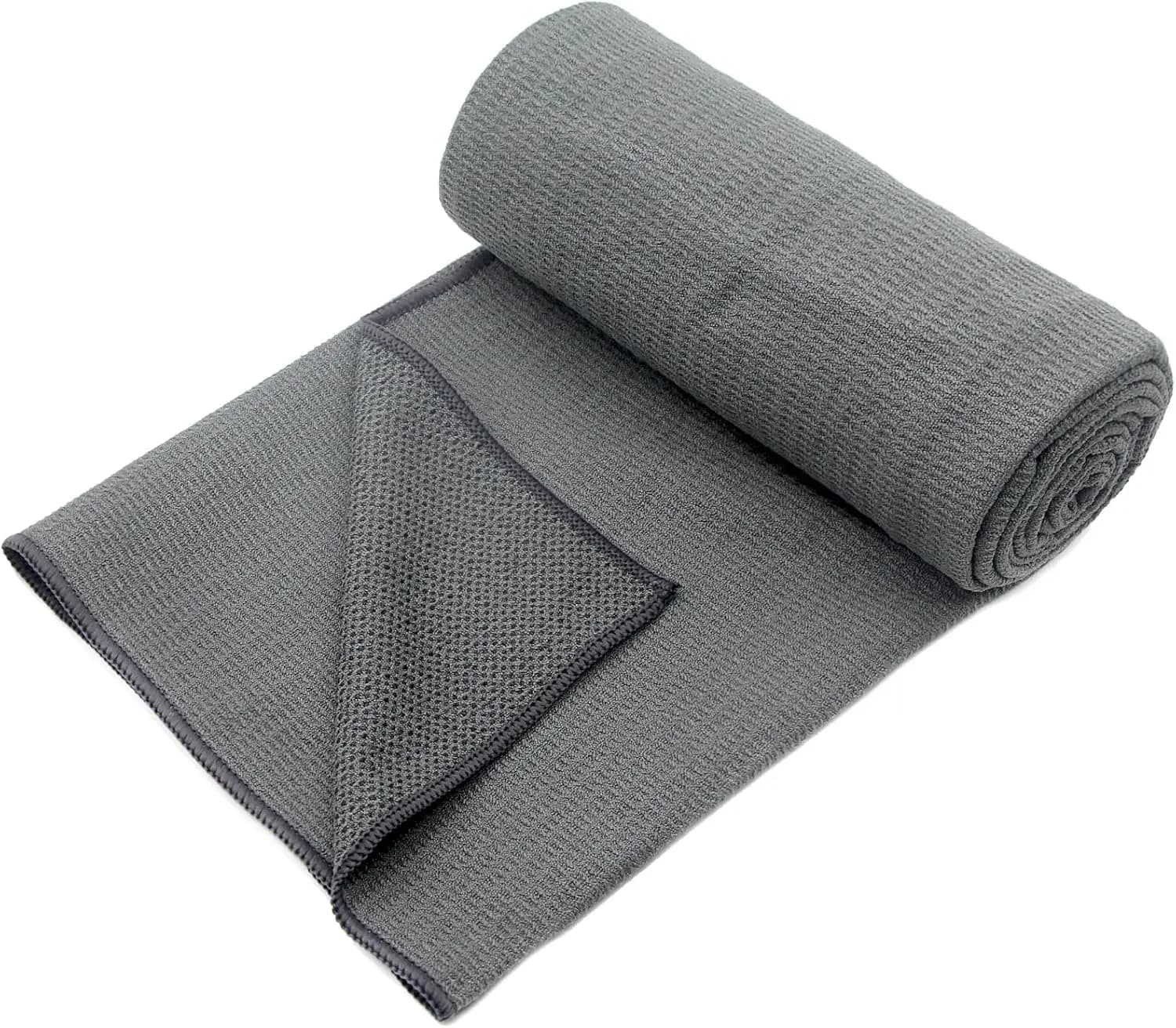 Tappetino Yoga Antiscivolo con Punti di Presa in Silicone, Microfibra Assorbente per Esercizi, Fitness, Pilates
