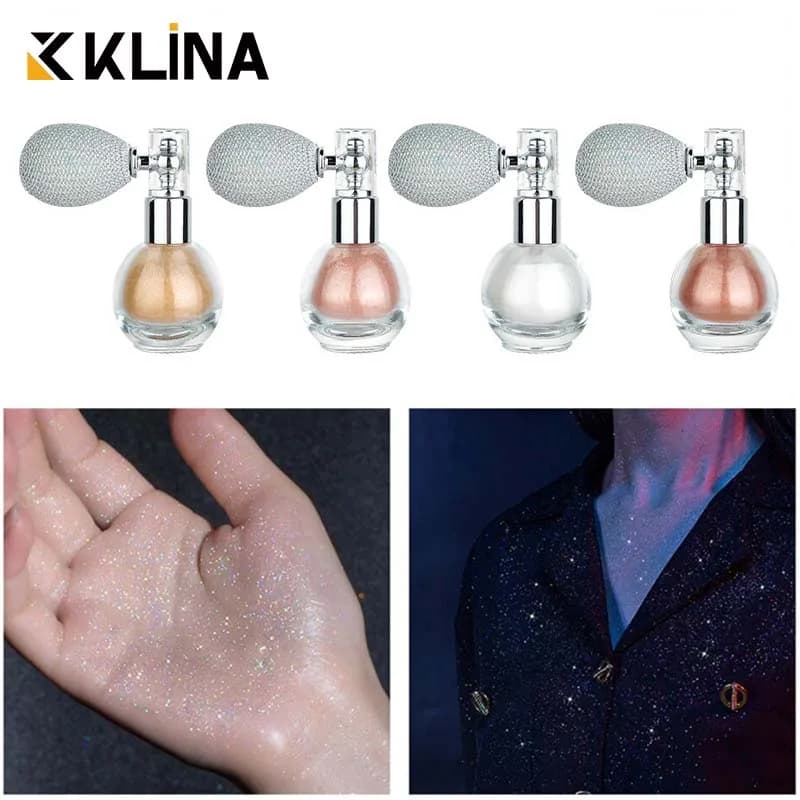 KLINA Brightening Glitter Body Powder Spray evidenziatore High Gloss Shimmer Sparkle Make Up prodotto per il trucco per il viso Nail Cosmetic
