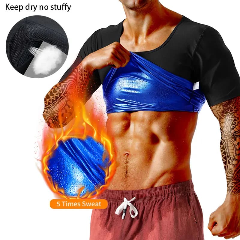 Men's Sauna Shirt Waist Trainer Shaper with breathable mesh sauna pants under the armpit