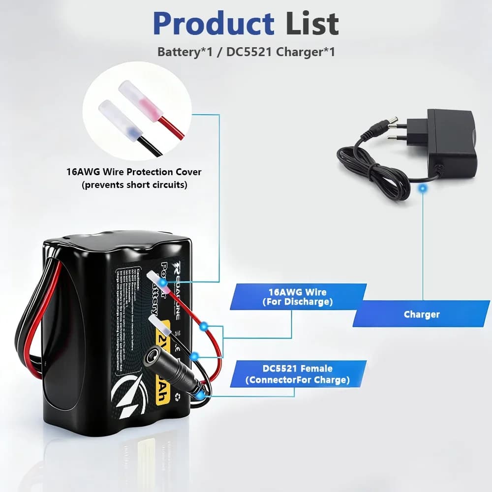 Potente batteria ricaricabile al litio 12V 6000mAh con BMS integrato per auto RC, telecamera CCTV, luce LED, pannello solare