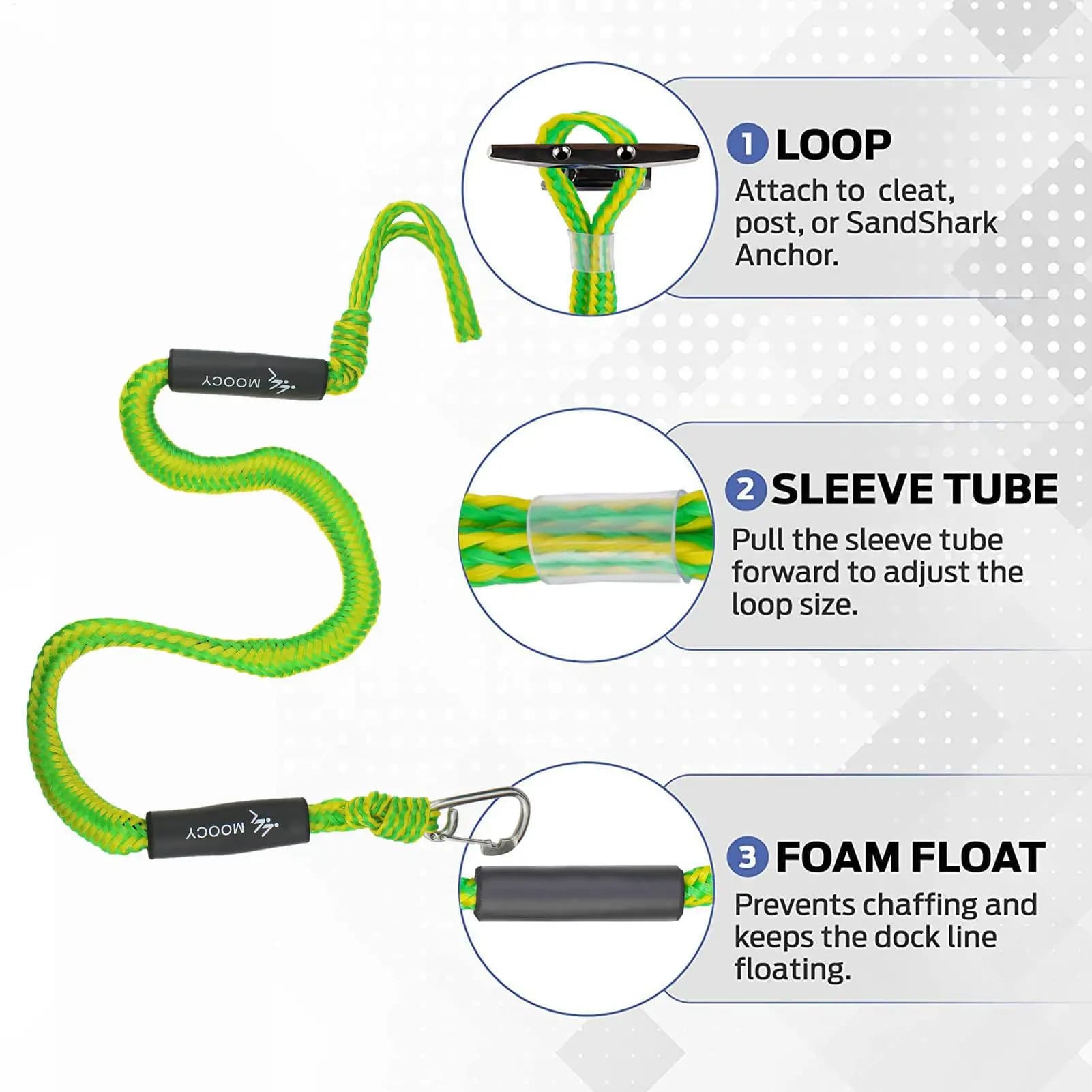 Stretchable boat Cord Elastic Sport Boat Dock Lines adjustable temporary fixing rope for Ships docks buoys motorboats