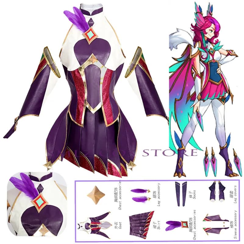 Gioco LOL Star Guardian Xayah Costume Cosplay Donna Sexy La gonna ribelle Abito uniforme per set di abbigliamento da gioco per feste