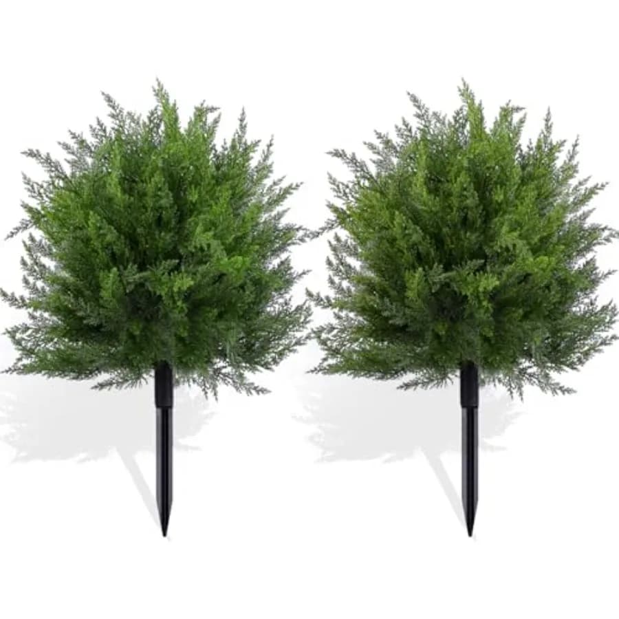 Artificial Cespugli Topiari per Esterni con Base a Picchetto, Sfere di Bosso Finte, Arbusti Finti Resistent ai Raggi UV, Artificial Plants for Interior and Exterior, Autumn Decorations