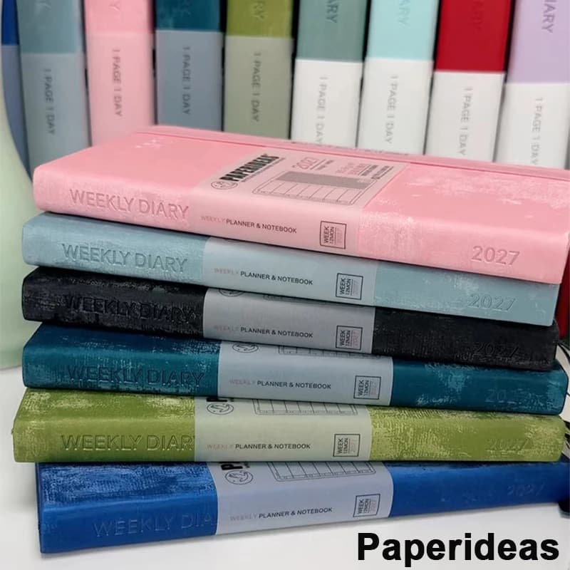Paperideas 2027 Protable Weekly Planner B6 Slim Month Agenda Smooth Acid-Free Paper Journal Commute Business Trip Work Handbook