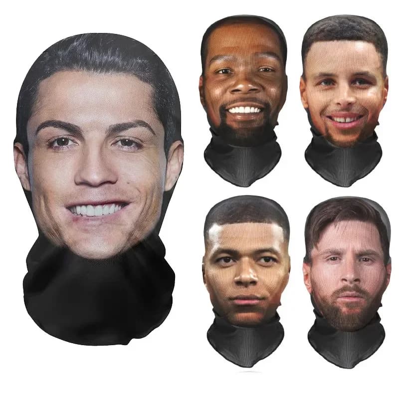 Modello divertente 3D Maschera per il viso in rete Copricapo Festa Halloween Puntelli Cosplay Protezione UV Scudo Modello Ronaldo