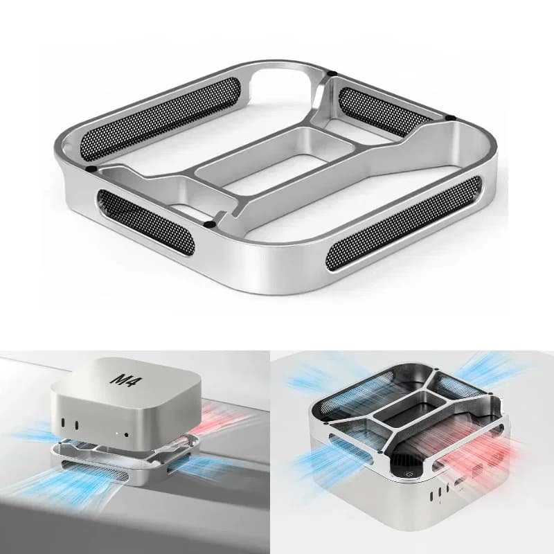 Staffa di supporto di raffreddamento per tablet da tavolo in alluminio per Mac mini M4/M4 Pro Staffa di dissipazione del calore con telaio in aumento Dock di supporto di raffreddamento
