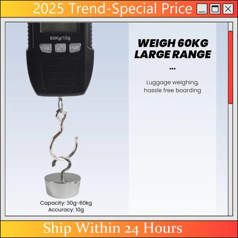 A61Z Offerte Nero 60Kg/10G LCD Digitale Bilancia A Sospensione Set USB Ricaricato Gru Gancio Bilance Corriere Bagagli Casa Pesatura Bilancia Per