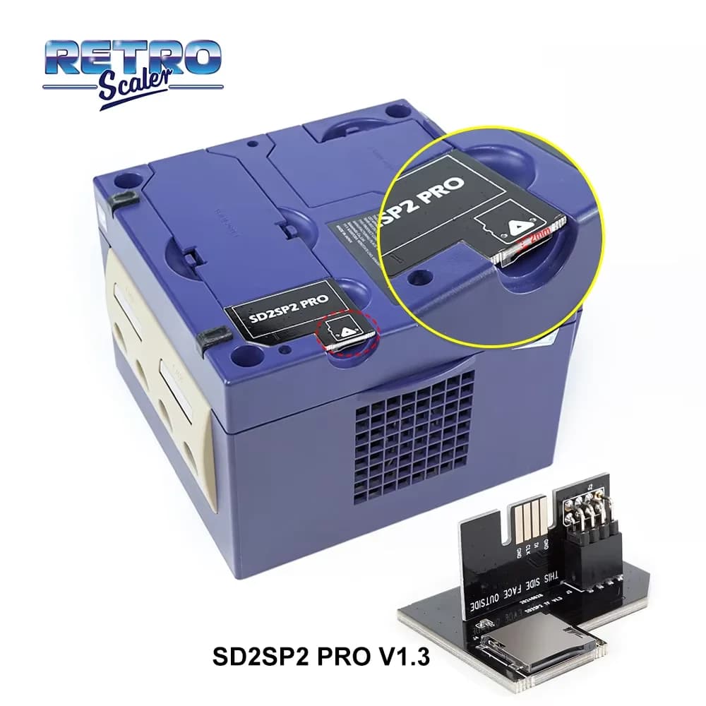 RetroScaler V1.3 NGC SD2SP2 POR Adattatore per lettore di schede MicroSD per Gamecube NTSC Porta seriale 2- Oro HQ ENIG Superficie