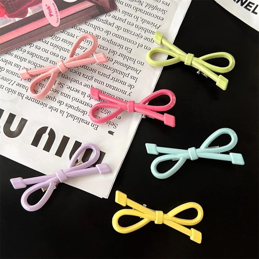 1 fermaglio per capelli rosa a pois con fiocco, fermaglio laterale a cuore da ragazza, fermaglio per capelli semplice e carino, accessori coreani per capelli da donna