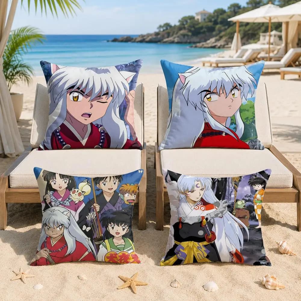 I-Inuyasha COOL Cartoon Cushion Cover Silky Short Plush Invisible Zipper Dustproof Sofa Pillow Case For Home Decor
