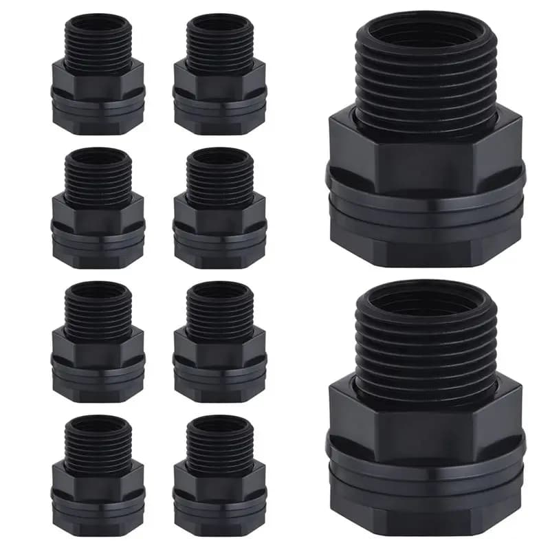 ABKW-10Pc Bulkhead Fitting,Garden Hose Threaded 3/4In Male Ghtx1/2In Female NPT Double Threaded Bulkhead Water Tank Connector