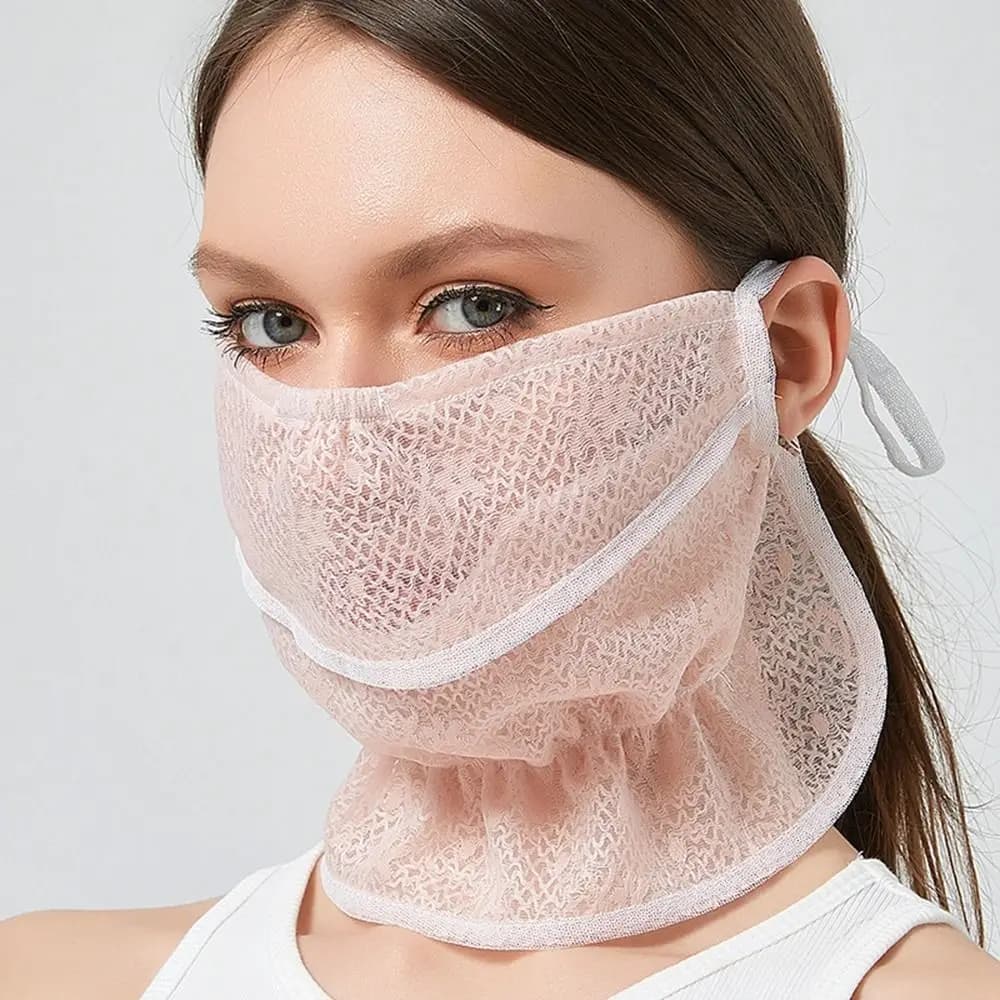 Neck Protection Sun UV Protection Silk Scarf Lace Summer For Women Sunscreen Veil Face Scarf Sunscreen Mask Anti-uv Face Cover