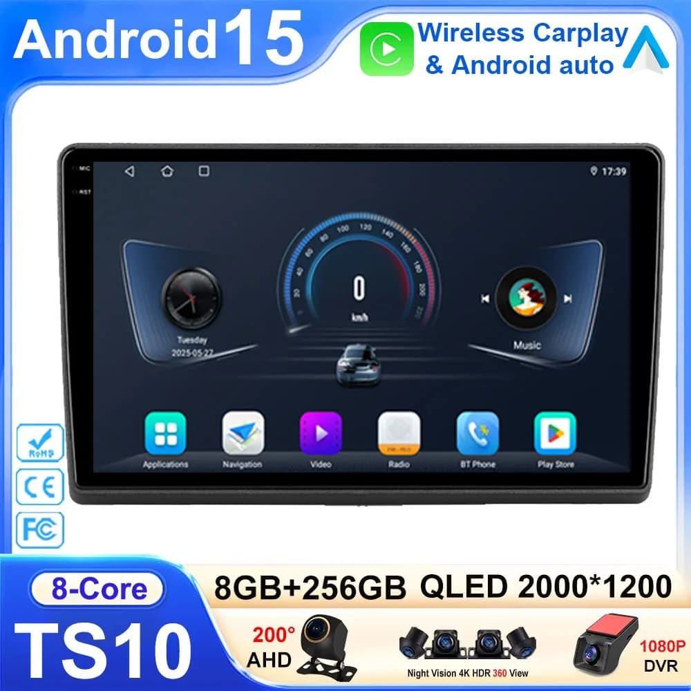 Android 15 Per GREAT WALL Hover Haval H6 2017 - 2019 WIFI Dash Cam 5G CPU HDR QLED Carplay ad alte prestazioni BT Auto GPS