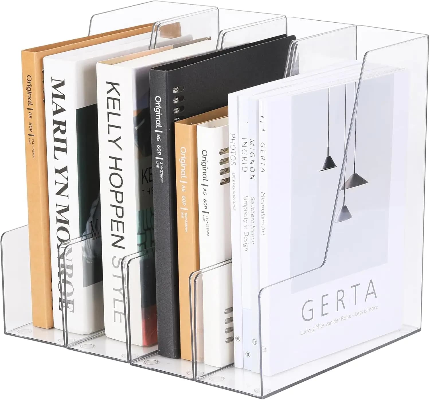 Portadocumenti Verticale, Organizzatore da Scrivania in PET Trasparente e Contenitori per Archiviazione di Riviste e Raccoglitori