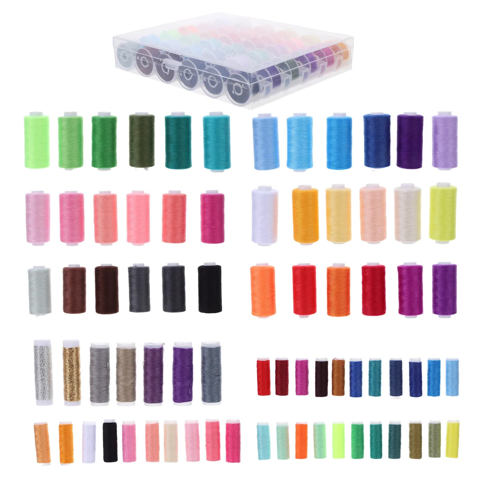 Kit da Cucito 111 Pezzi: Filo Vibrante in Poliestere, Porta Bobine e Organizzatore per Quilting, Ricamo e Forniture per Macchine da Cucire - Ideale per Principianti