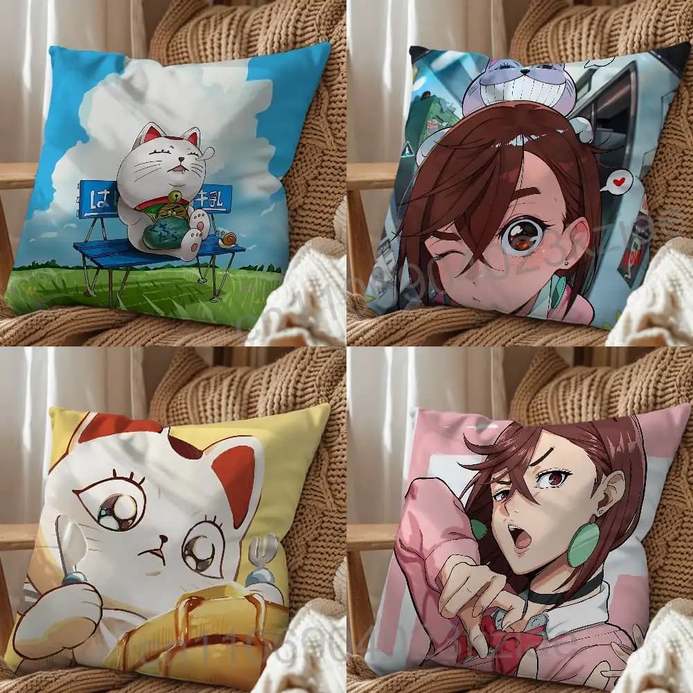 Momo Ayase Turbo Granny Dandadan Pillow Case Anti-dustmite Pillowcase Invisible zipper silky short plush Sofa cushion cover