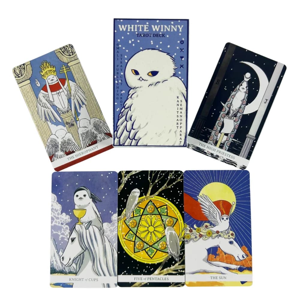 Carte dei Tarocchi White Winny, edizione inglese, 80 carte, mazzo di carte per divinazione del destino, per principianti, giochi da tavolo