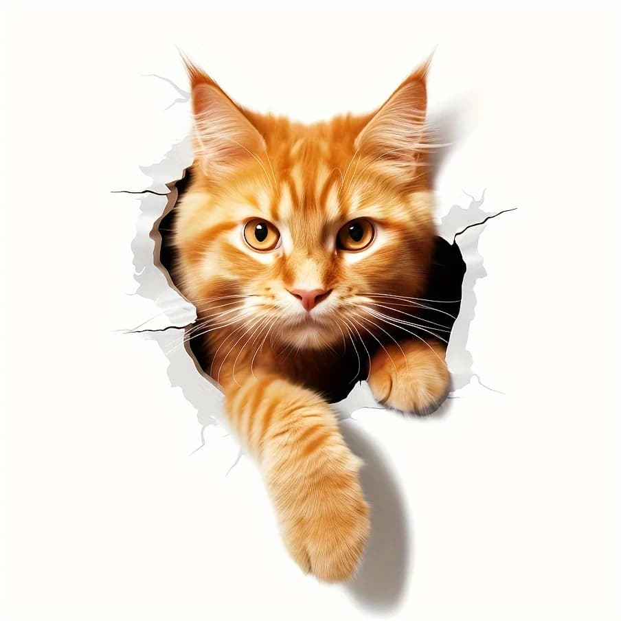 Orange Ginger Cat Stickers Waterproof Vinyl Decals for Car Fridge Toilet Room Decor, Perfect Gift