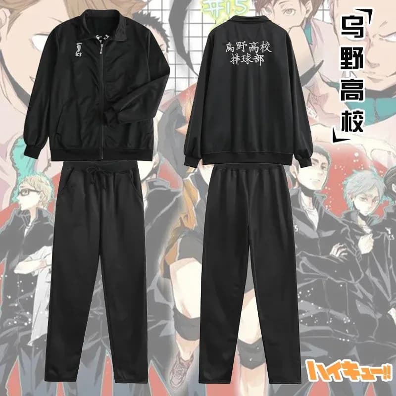 NewAnime jacket haiyuu sportswear black karasuno uniform cosplay costumes of the high school volleyball club coat 5;c,6's.2;b'8,