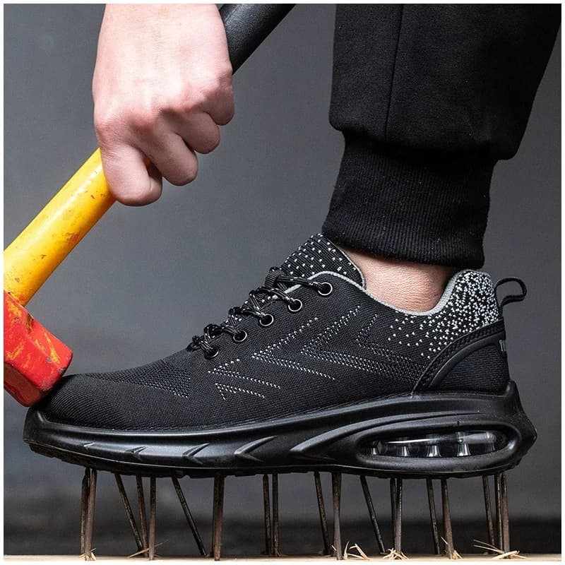 Scarpe da lavoro casual da uomo traspiranti con puntale in acciaio, stivali di sicurezza estivi in rete, sneakers protettive per la sicurezza sul lavoro