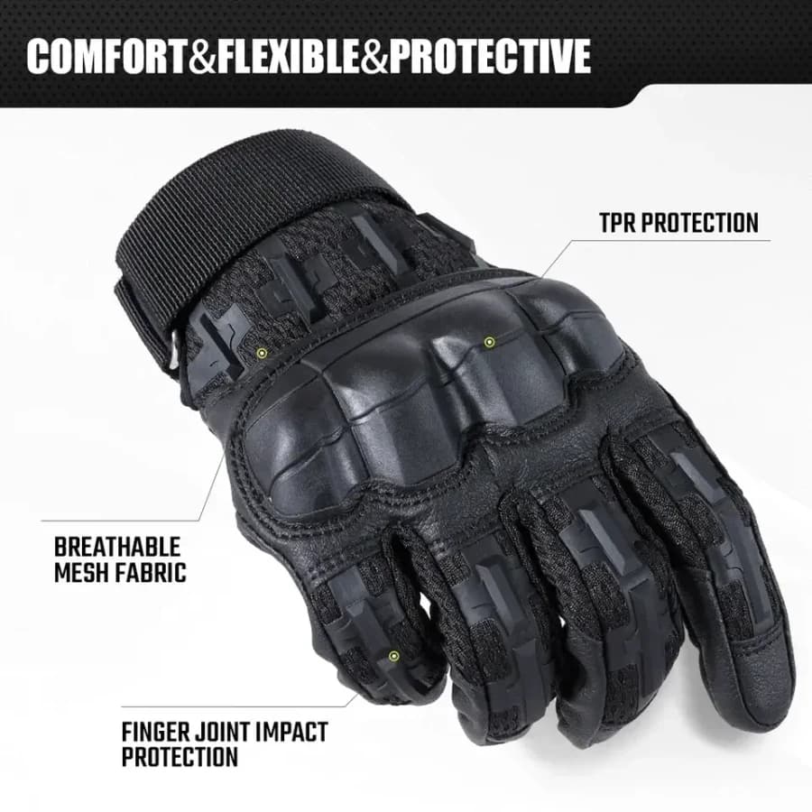 Outdoor Tactical Gloves Touch Screen PU Leather Hunting Hiking Combat Airsoft Tyre Cycling Anti-slip Gloves with Hard Shell