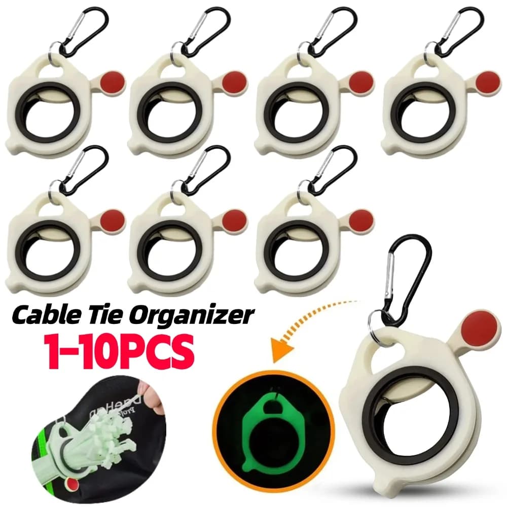 1-10PCS Organizzatore di fascette per cavi fluorescenti Porta fascette per cavi di stoccaggio portatile Strumento di disposizione dell'organizzatore di fascette per cavi elettrici in plastica