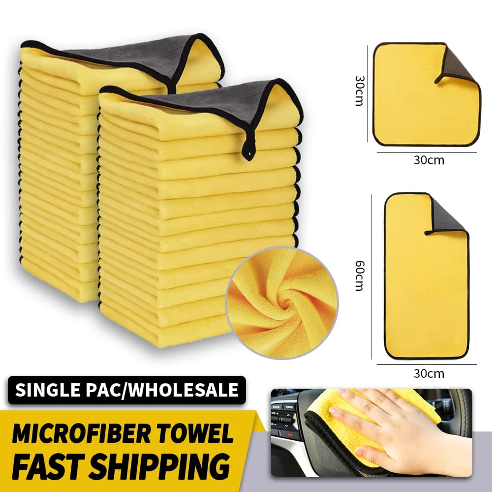 3/5/10 pezzi asciugamano in microfibra per lavaggio auto 30x30/60 cm panno per asciugare la pulizia dell'auto orlatura panno per la cura dell'auto dettagli asciugamano per lavaggio auto