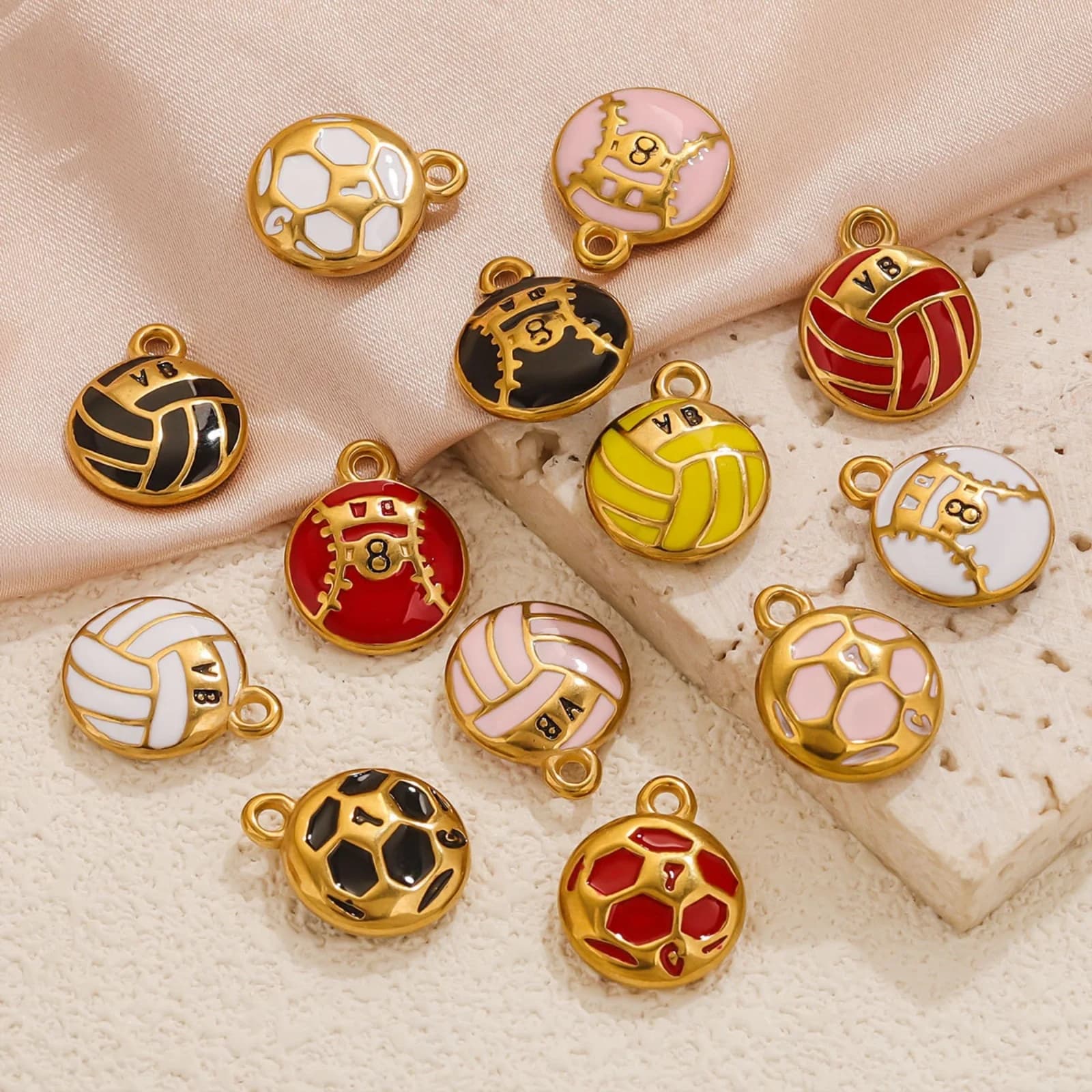18K gold plated sports necklace Earrings Pendant 17 x 14 mm