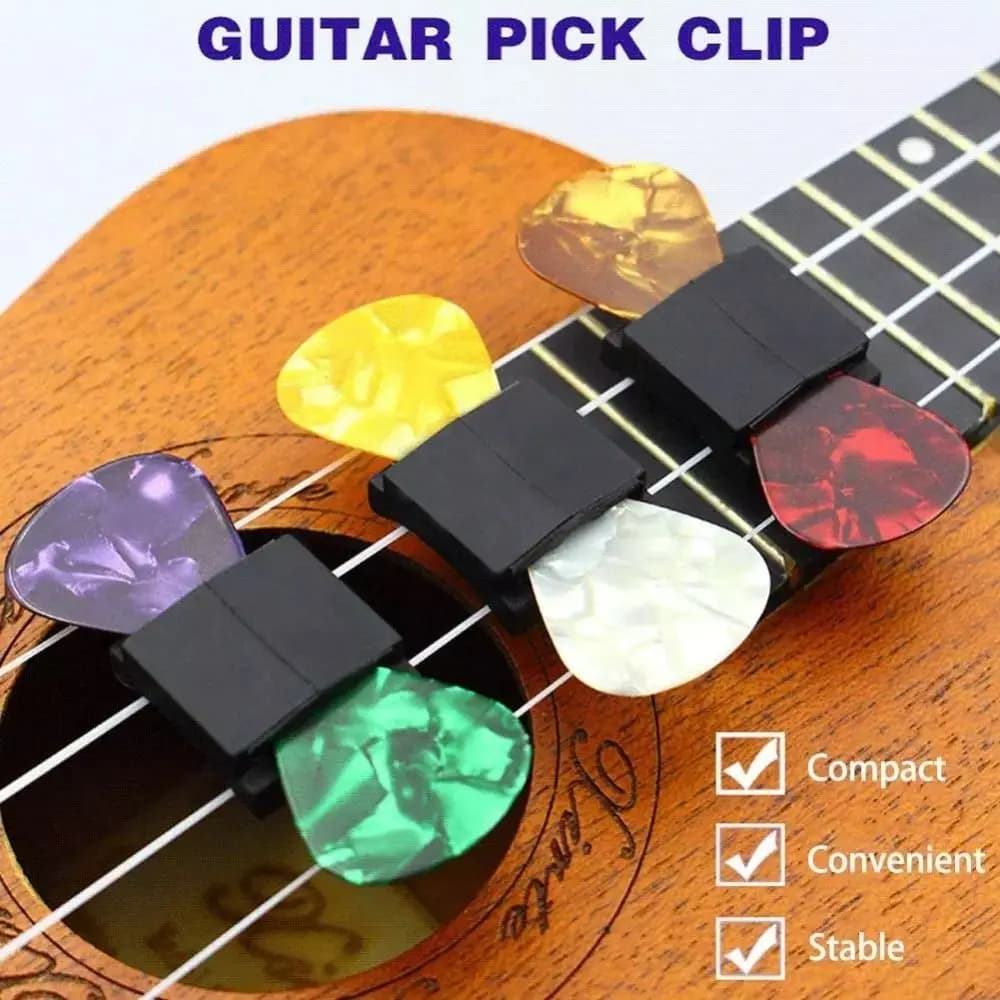 1PC porta plettro per chitarra in gomma nera antiscivolo accessori per chitarra elettrica fissare sulla paletta brani folk basso ukulele