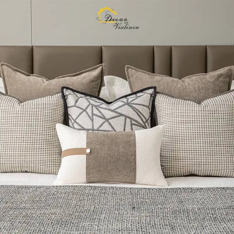 Fodera per cuscino lombare geometrica di lusso, nuova fodera per cuscino quadrata Zen in stile cinese, decorazioni per la casa per divano camera da letto