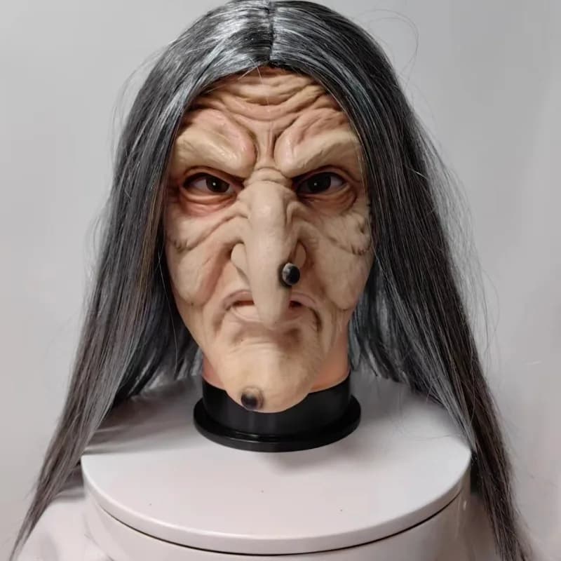 1 pz festa di Halloween colore carne maschera da strega cosplay gioco di ruolo strega felpa con cappuccio vecchia donna maschera auricolare