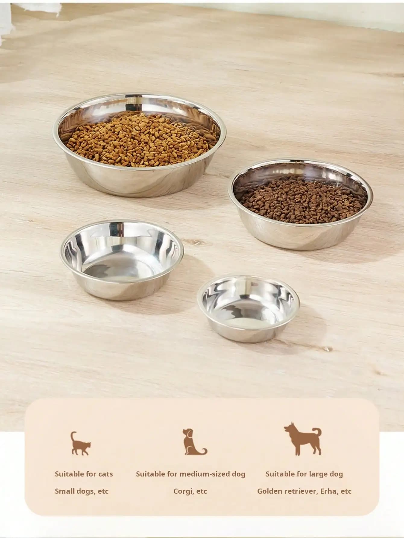 Ciotola per animali domestici in acciaio inossidabile da 1/2/4 pezzi, ciotola per cani e gatti, ciotola per cibo e acqua, accessori per animali domestici