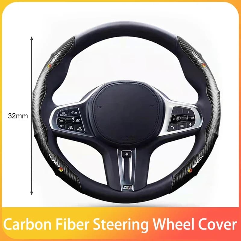 Copri Volante Universale in Fibra di Carbonio Antiscivolo Segmentato per Auto, per Abbas Abarth Punto 124/125/500 Stilo Ducato