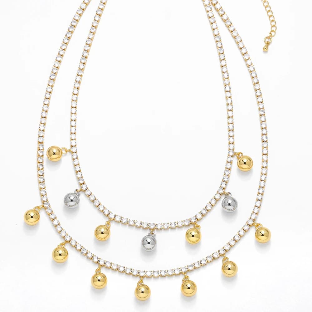Collane da tennis di lusso in cristallo trasparente per le donne Collane con sfere color oro argento Girocollo Gioielli di dichiarazione Regali per feste nkey80