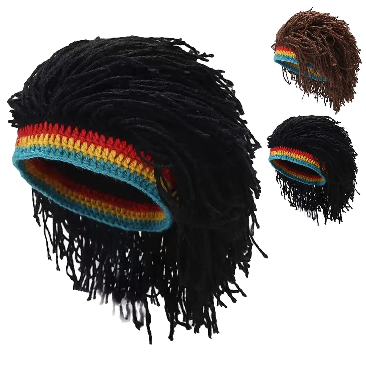 Men Personality Wig Beanies Hats Landlord Cap Autumn and Winter Warm Knitted Hat Hip Hop Painter Caps