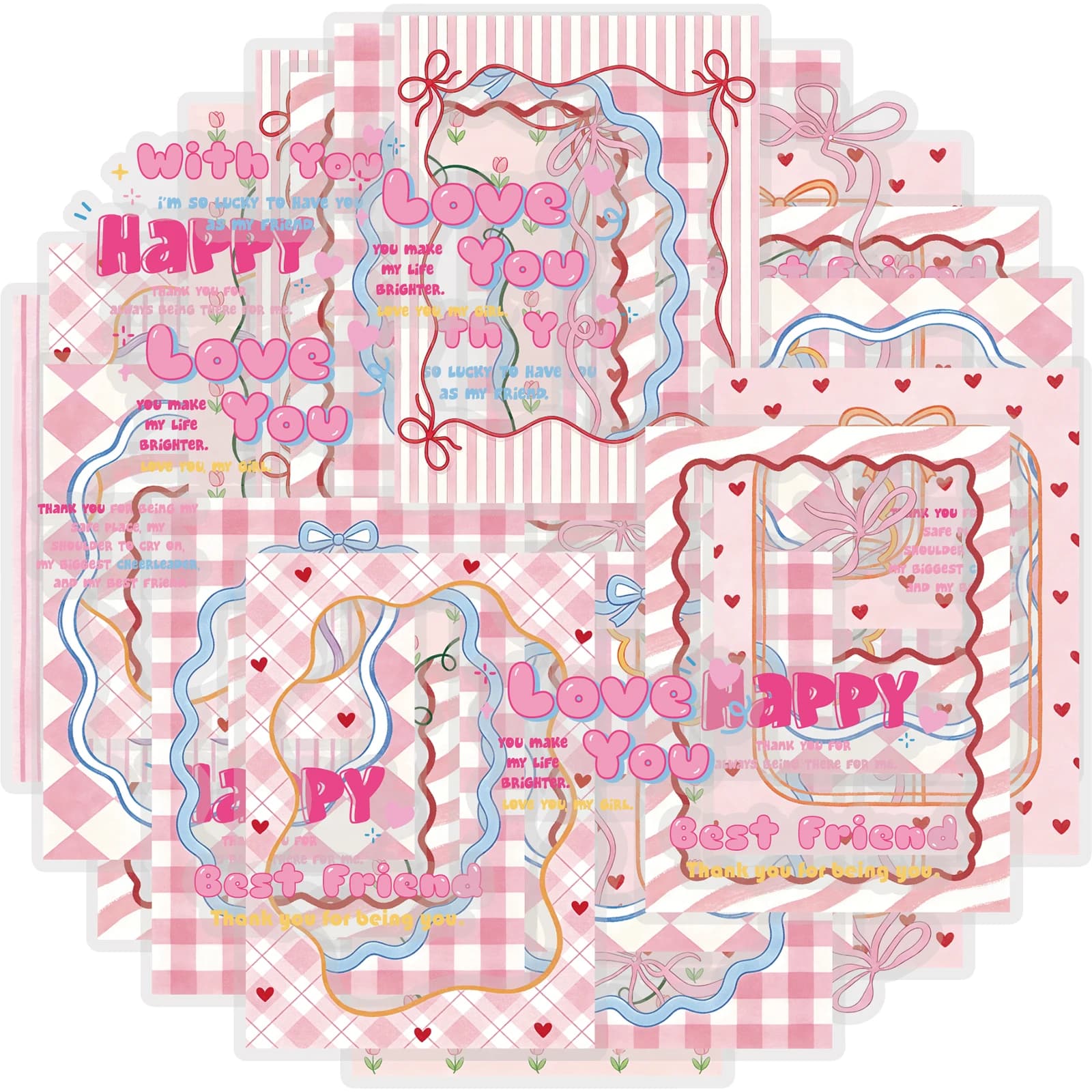 Adesivi per diari Etori Life con bordi rosa, cornici decorative con fiocchi e cuori, adatti per diari fai da te, laptop, valigie, album fotografici, chitarre, biciclette, forniture per scrapbooking fai da te, accessori per decorazioni d'ufficio, artigianato fai da te, estetica rosa, Guka e Itabag, poster e riviste, anime, decorazioni per feste, regali di compleanno, adesivi per ragazze, stagione di ritorno a scuola