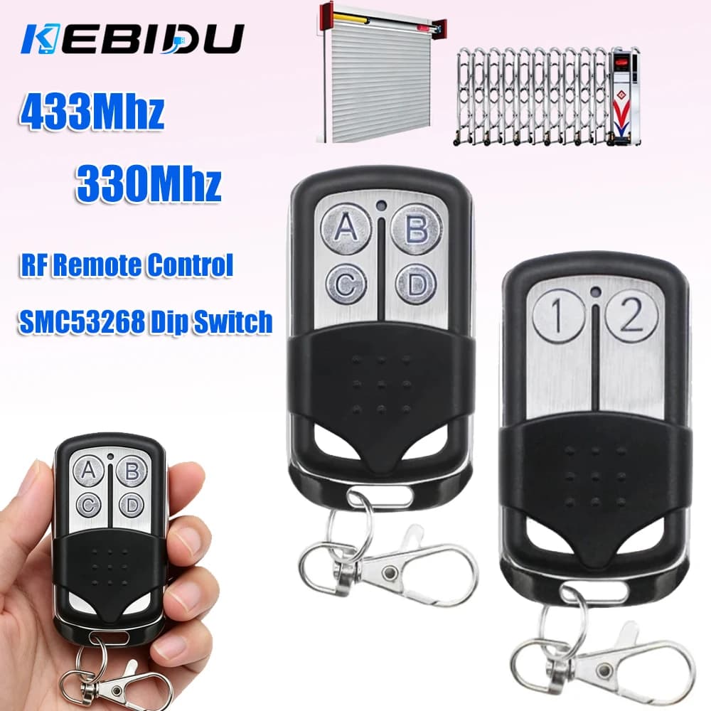 KEBIDU Universal Remote Control 433MHz 330MHz 4CH 2CH RF Wireless Remote Control 8 Dip Switch Duplicator For Garage Door Opener