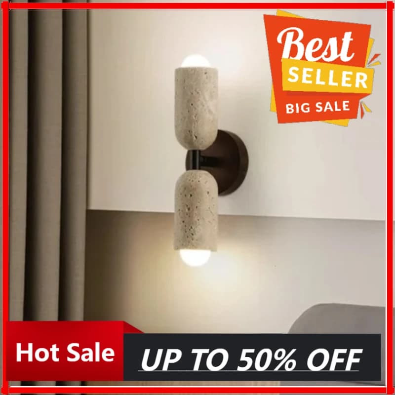 Quick delivery Modern Nordic Chain Switch LED Wall Lamp Reading Corridor Bar 2 Stone Travertine Yellow Stone Wall Clamp Be